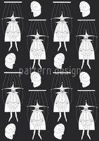 patterned-wallpaper-masquerade-in-black-and-white