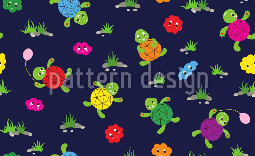 patterned-wallpaper-turtle-friends