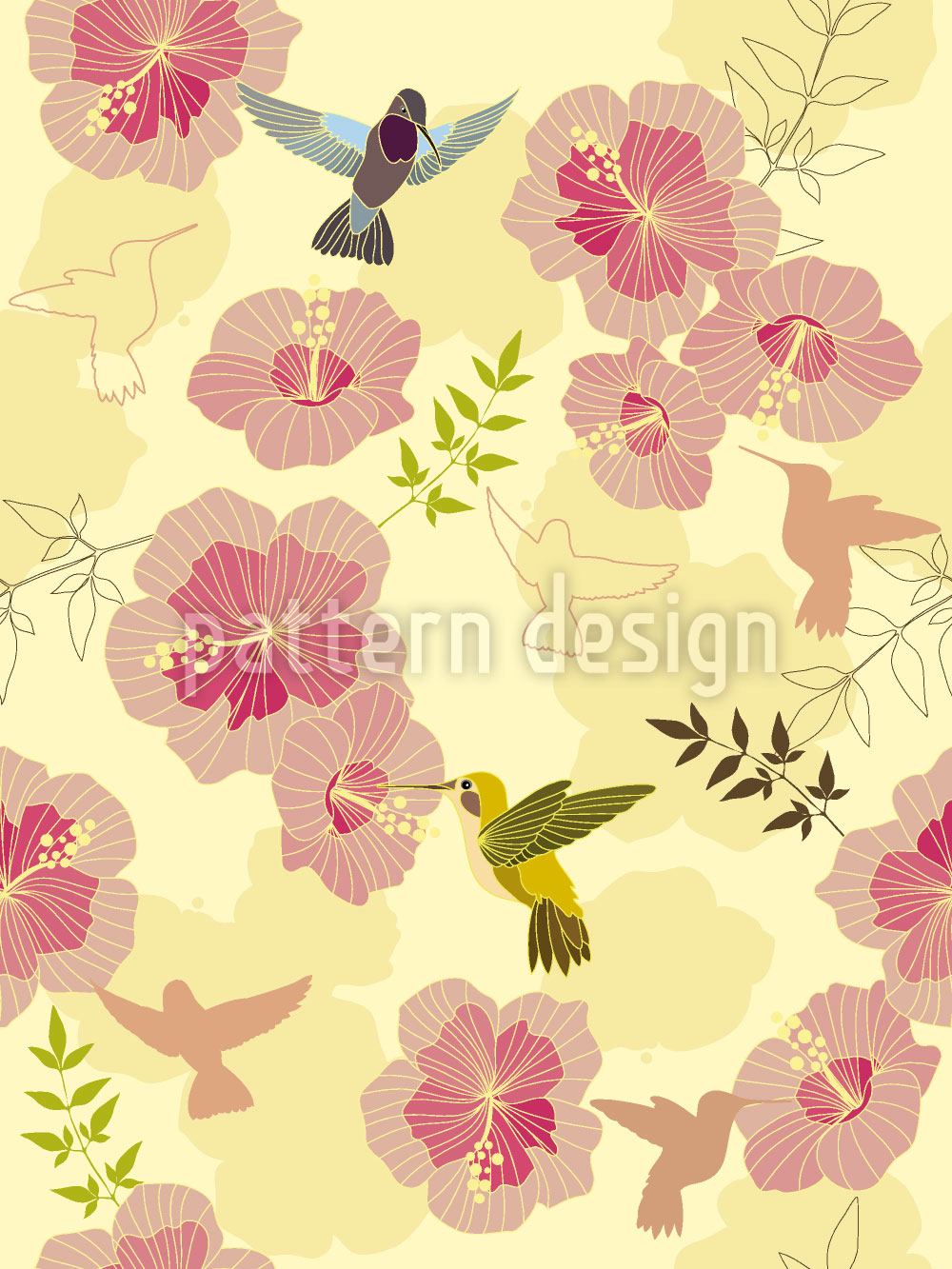 patterned-wallpaper-hummingbirds-taste-hibiscus