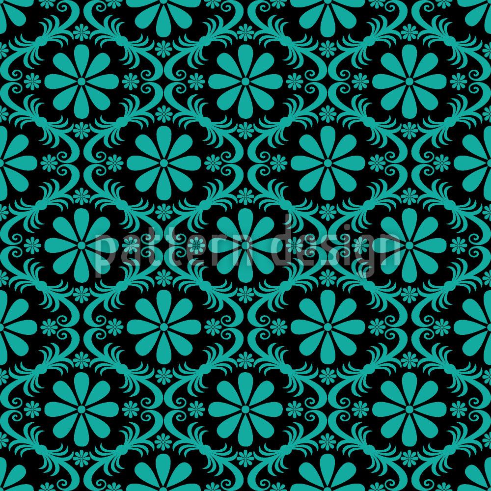 patterned-wallpaper-all-over-turquoise-flowers