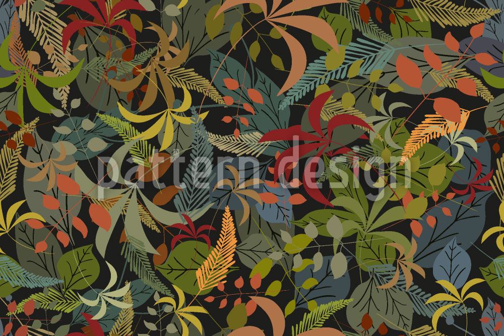 patterned-wallpaper-leaves-in-the-forest