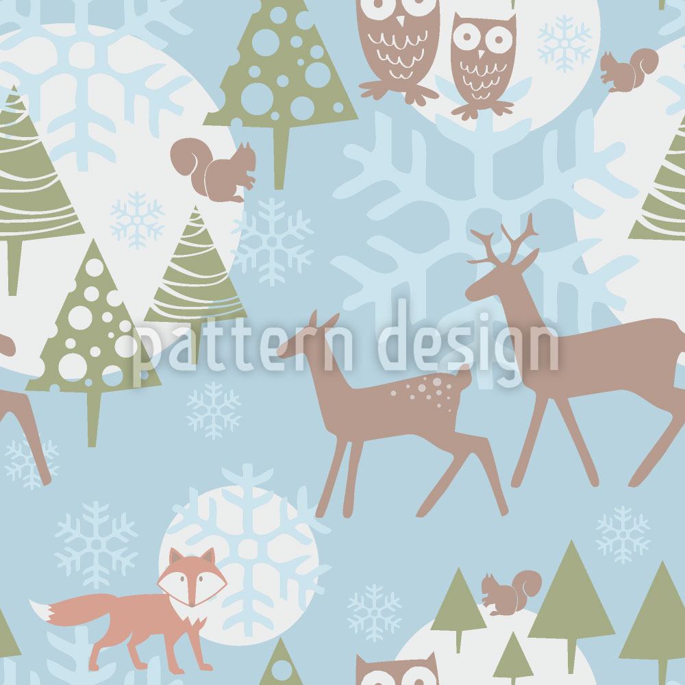 patterned-wallpaper-winter-forest