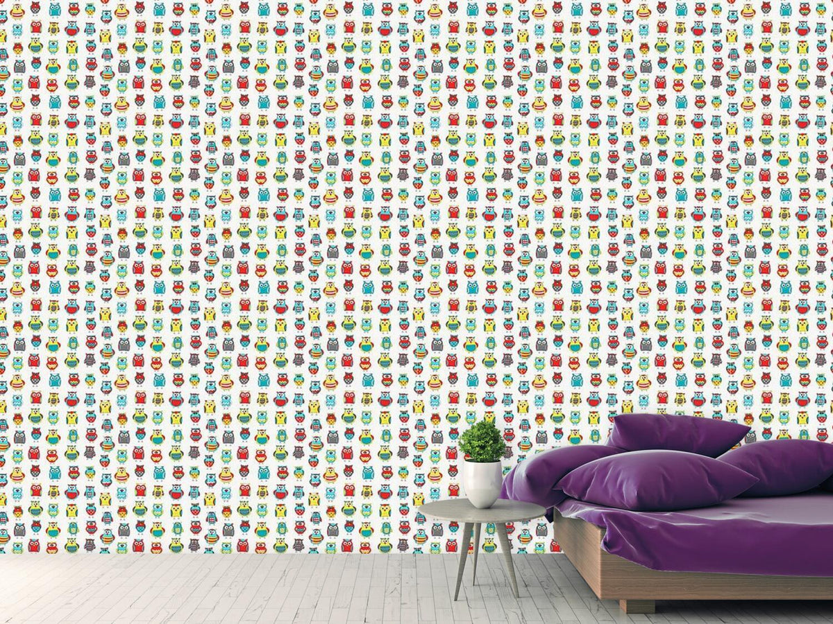 patterned-wallpaper-cartoon-owl-friends