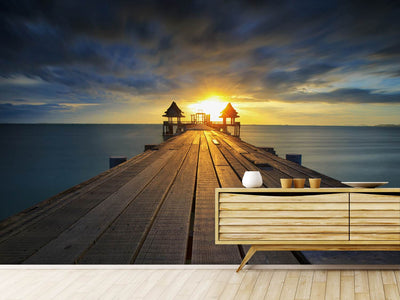 photo-wallpaper-sunset-at-the-wooden-bridge