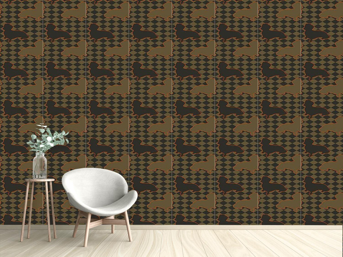 patterned-wallpaper-dachshunds-master-is-check-mate