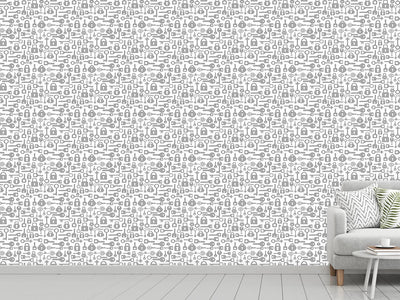 patterned-wallpaper-key-and-lock