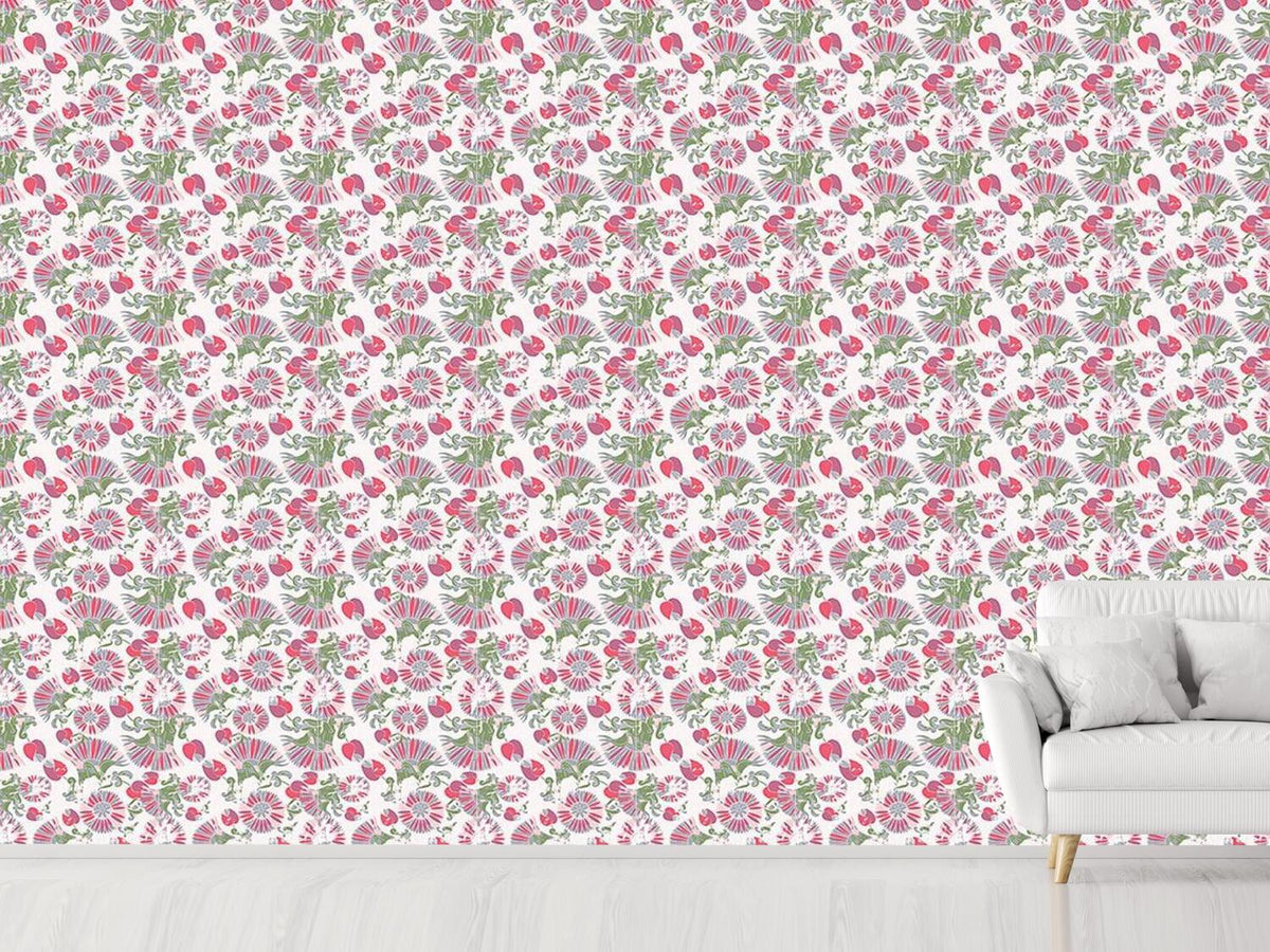 patterned-wallpaper-geometric-summer-flowers