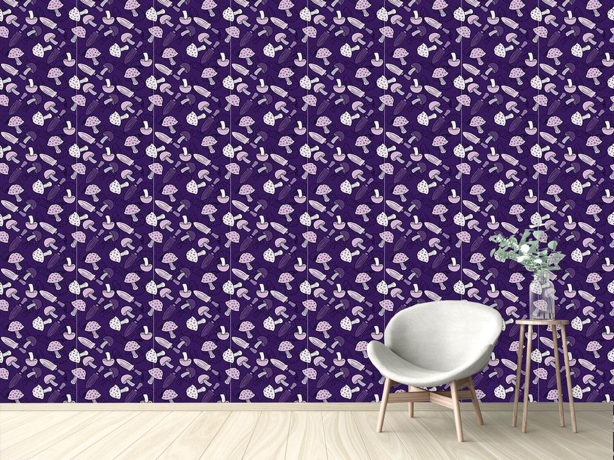 patterned-wallpaper-lilac-mushroom-dream