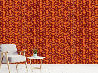 patterned-wallpaper-pumpkin-heads-brown