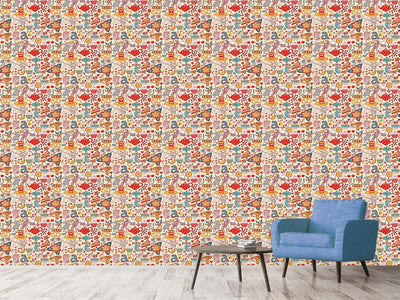 patterned-wallpaper-tea-party-in-summer