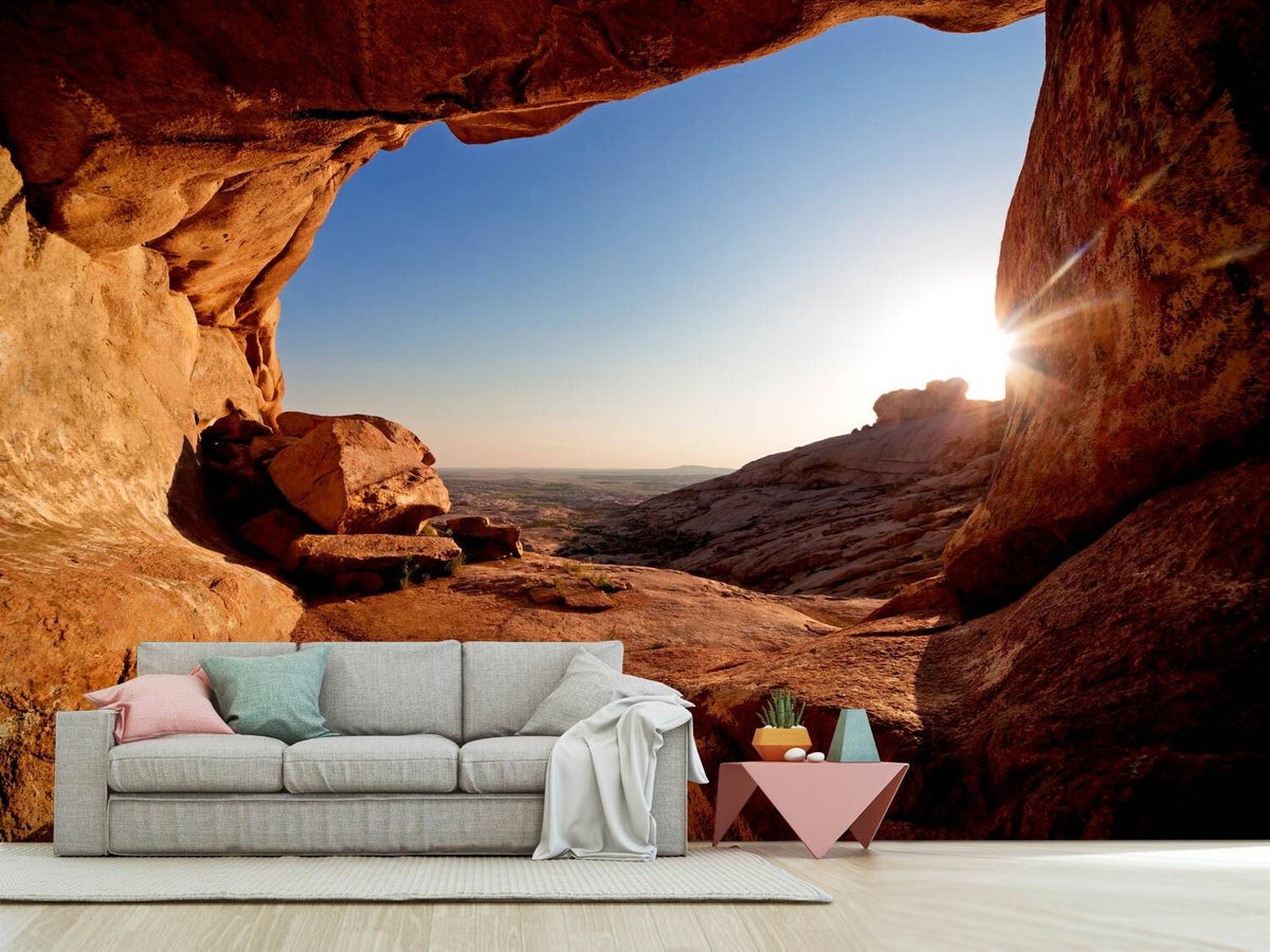 photo-wallpaper-sunset-in-front-of-the-cave