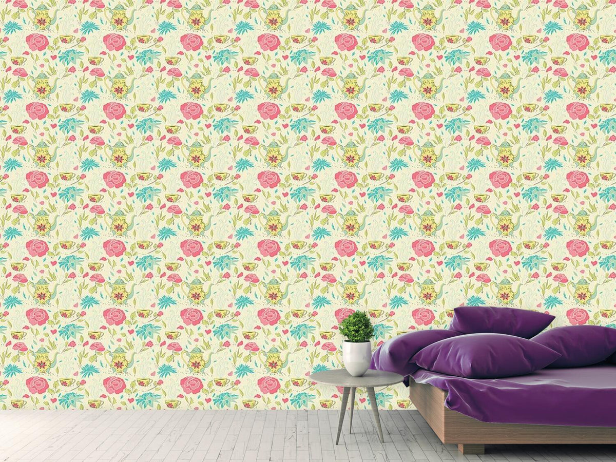 patterned-wallpaper-tea-party-in-the-garden