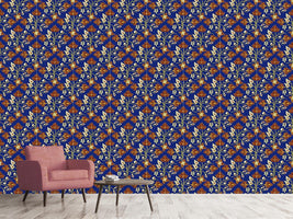 patterned-wallpaper-ethno-leaves-blue