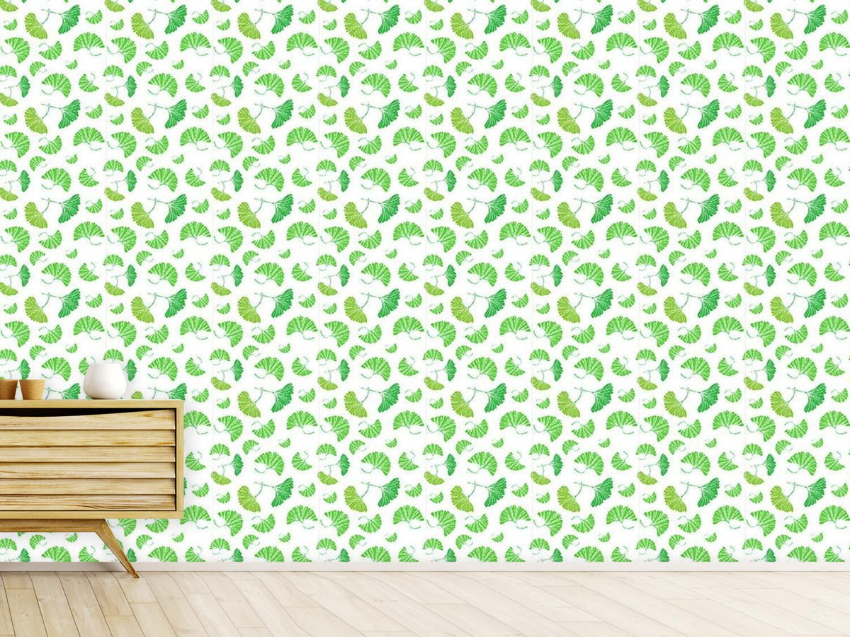 patterned-wallpaper-ginkgo-leaves