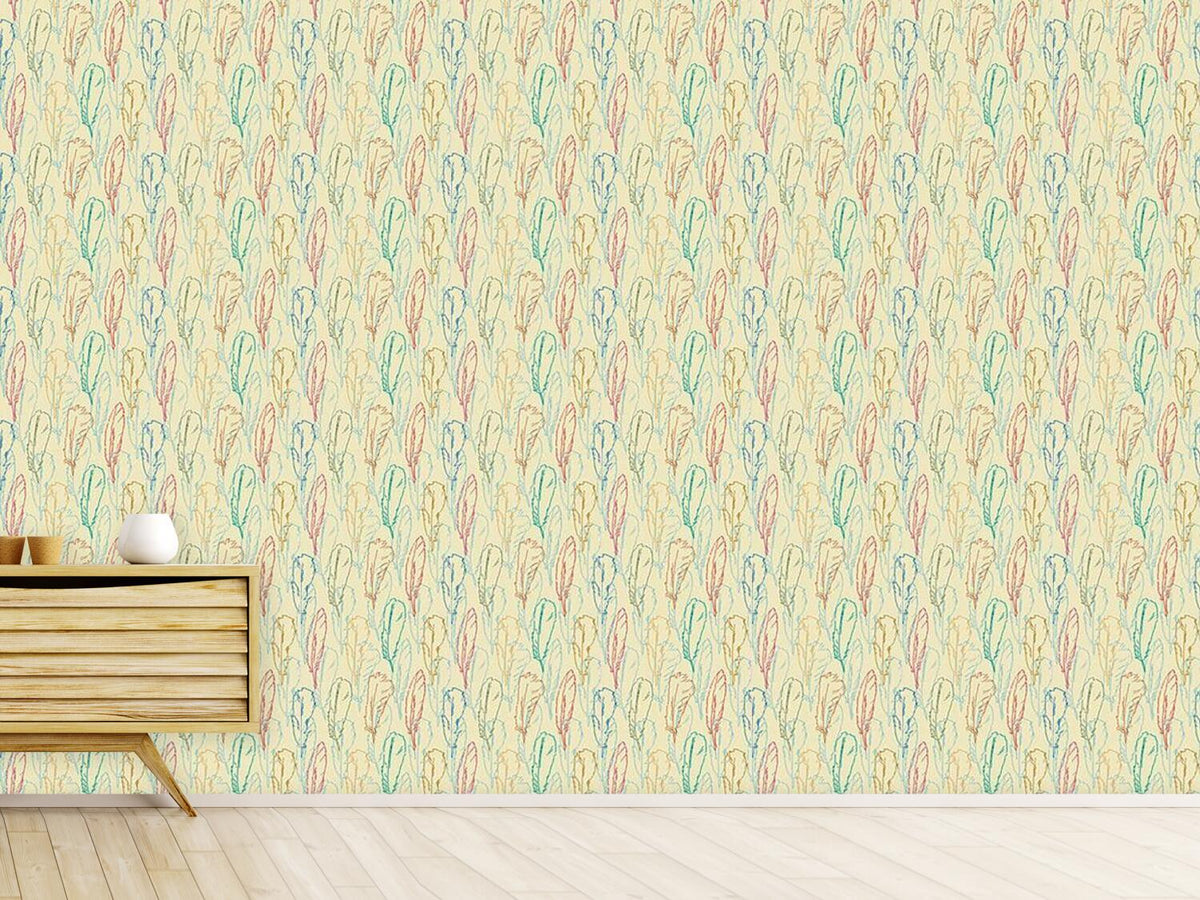 patterned-wallpaper-feathers-handdrawn