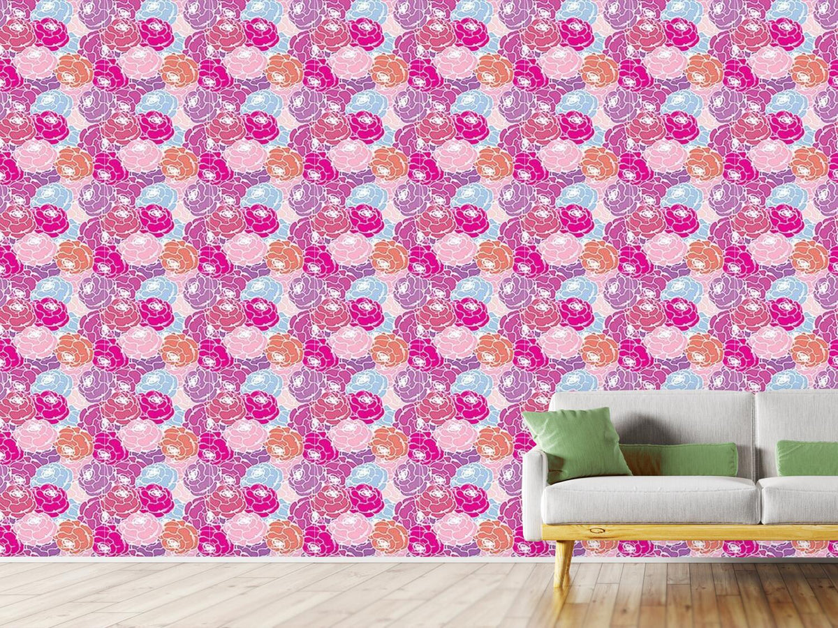 patterned-wallpaper-rose-bouquets