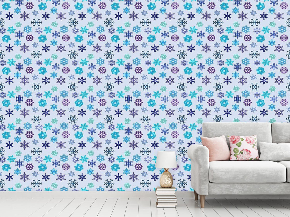 patterned-wallpaper-snowflake-silhouettes