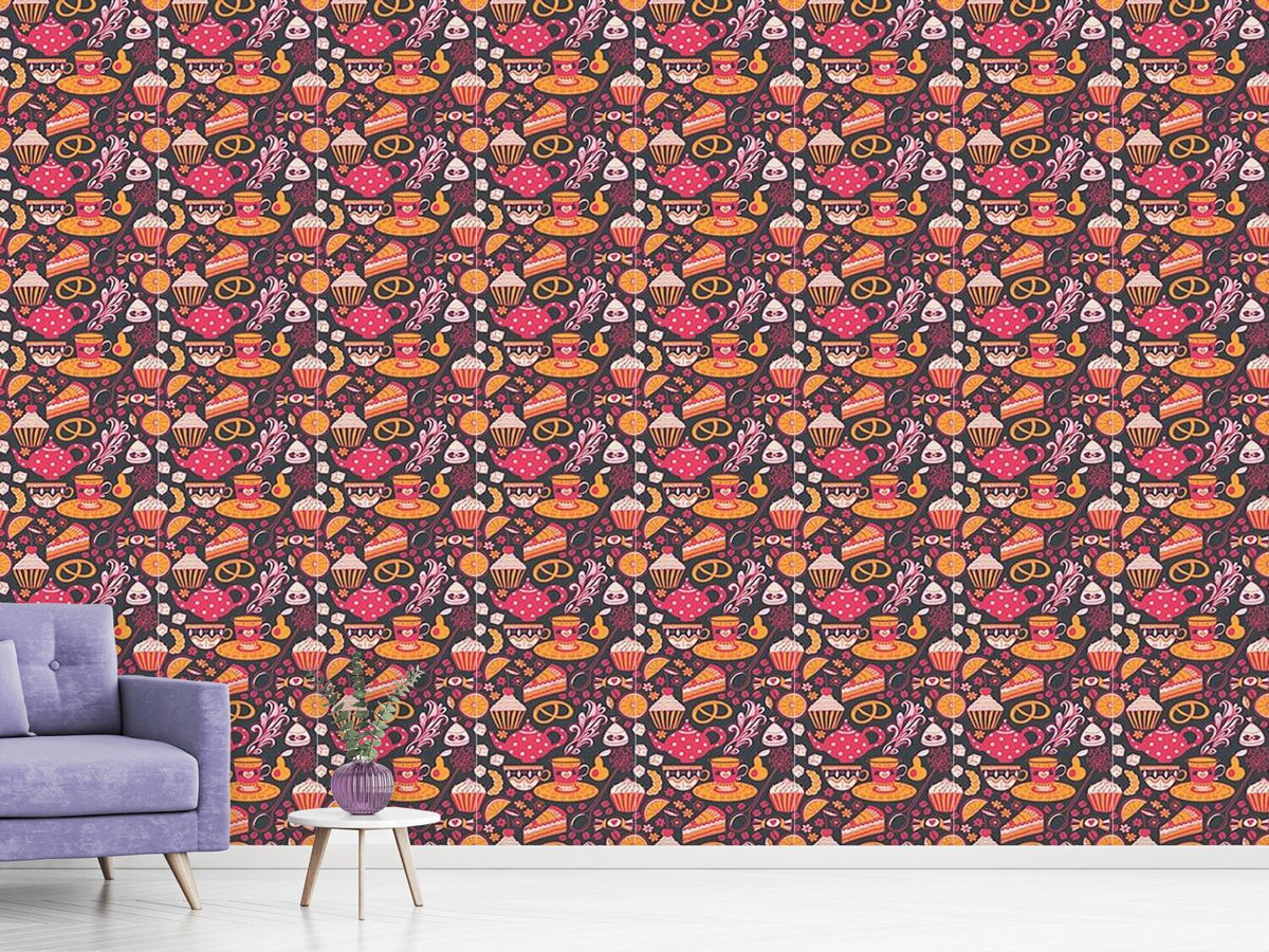 patterned-wallpaper-coffee-party-at-tiffanys