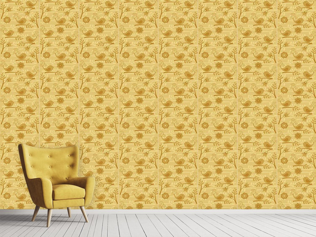 patterned-wallpaper-golden-birdsong