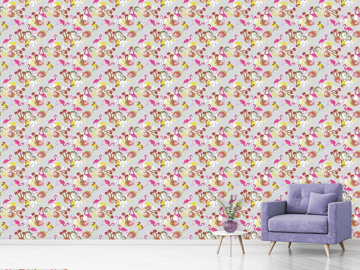 patterned-wallpaper-miami-pink-flamingo