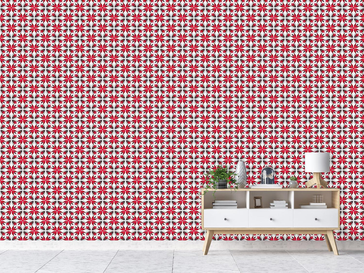 patterned-wallpaper-poinsettias