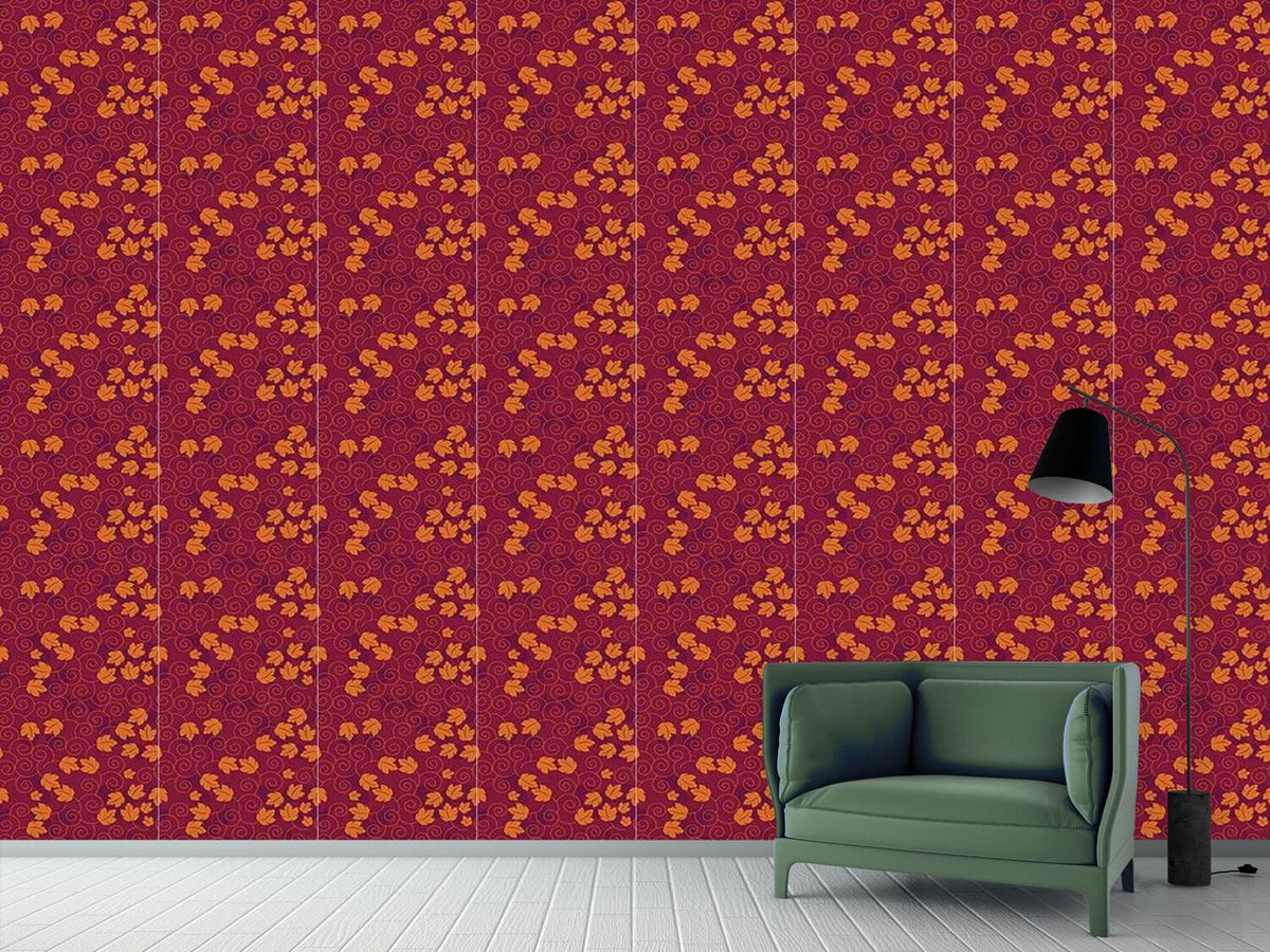 patterned-wallpaper-grape-leaf-romance