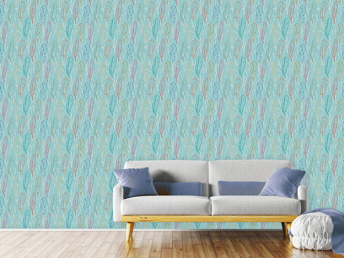 patterned-wallpaper-feathers-handdrawn-azur